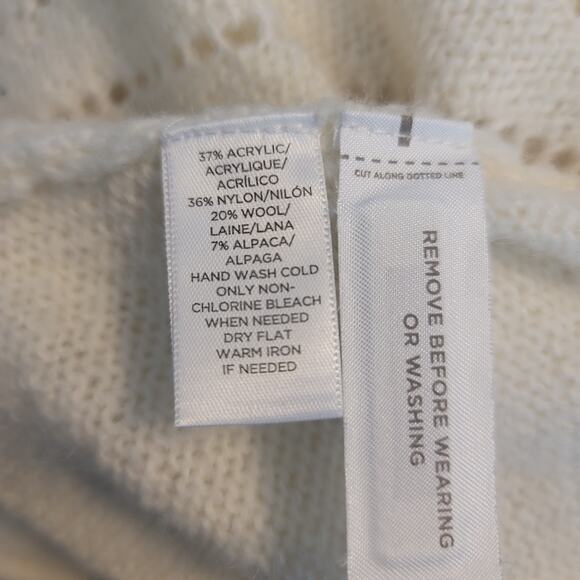 Lou & Grey Acrylic/Nylon/Wool/Alpaca Cream Waterfall Front Cardigan Women L - Picture 5 of 5